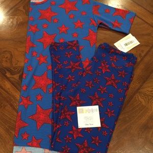 BNWT LuLaRoe OUTFIT Americana  4TH JULY Irma & OS Leggings LAST FINAL PRICE SALE